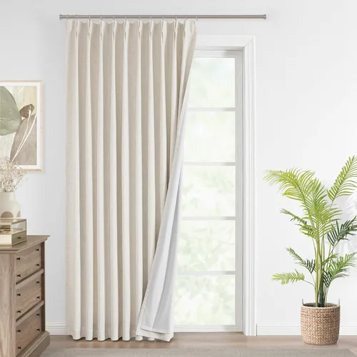 Miniatura 21 de Vision Home Cortinas marrones con pliegues pinzados de bloqueo total, cortinas de ventana de lino mezclado para oscurecimiento de la habitación, 95