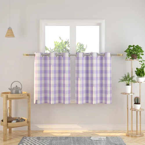 Miniatura 127 de Cortinas de 24 pulgadas de largo con diseño Buffalo Check Gingham Plaid para ventanas de cocina y baño, tratamiento para ventanas con 2 paneles