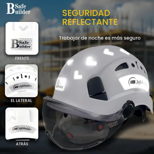 Miniatura 5 de SAFEBUILDER Casco de seguridad industrial con visera Casco duro ABS con visera Ventilación ajustable Casco de construcción Protección para la cabeza