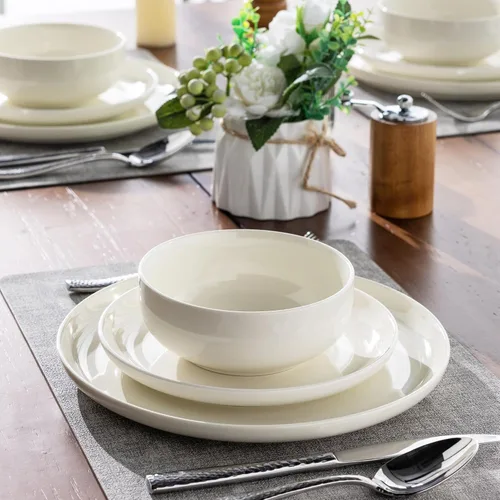 Miniatura 7 de AmorArc - Juego de platos de cena de 6 unidades, platos grandes de cerámica de 10.5 pulgadas para cocina, juego de platos de porcelana para cena