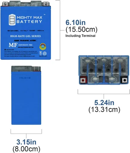 Miniatura 2 de Mighty Max Battery 12V 12AH 165CCA GEL Replacement Battery Compatible with Fire Power YB12A-A - 8 Pack