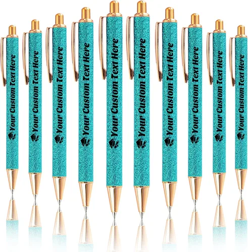 Miniatura 33 de 10 bolígrafos personalizados con purpurina, bolígrafos impresos personalizados a granel, bolígrafos retráctiles de tinta negra para graduación