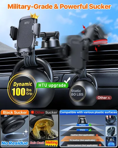 Miniatura 4 de HTU 2026 Mejorado [Verdadero Grado Militar] Soporte de Teléfono para Coche【Certificados de Seguridad y Sin Olor】Soporte de Teléfono Celular