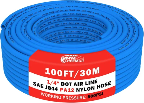 Miniatura 27 de CheeMuii 50 pies 3/8 Tubo Neumático 3/8" PA12 Nylon DOT Línea de Aire SAE J844 Manguera de Aire DOT 15.3 Metros 3/8 Pulgadas OD Tubo de Aire Negro