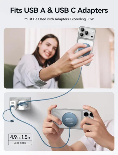 Miniatura 3 de JSAUX Cargador para iPhone 17 Magsafe Carga Inalámbrica, Compatible con iPhone 17 Air Pro Max/16/15/14/13/12 Series, Almohadilla de Carga Magnética