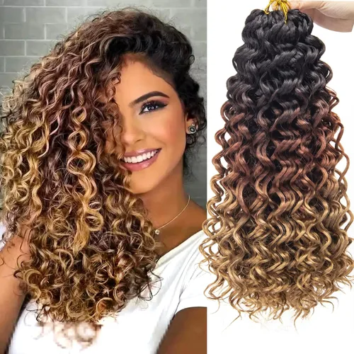 Miniatura 67 de 8 Paquetes de Cabello Rizado con Ganchillo GoGo, Cabello Rizado con Ganchillo para Mujeres Negras, Trenzado de Onda Profunda, Cabello Sintético