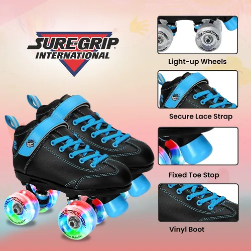 Miniatura 5 de Sure-Grip Sugar & Spice - Patines de ruedas para niños, botas de vinilo duraderas con acolchado cómodo, cuentan con ruedas iluminadas