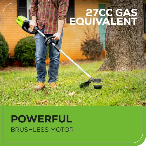 Miniatura 3 de Greenworks Recortadora inalámbrica sin escobillas de 80 V y 16 pulgadas con batería de 2.0 Ah y cargador rápido - Línea doble de 0.080 pulgadas