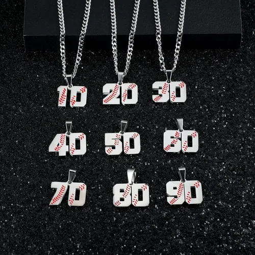 Miniatura 4 de HattiDoris Collar de número de béisbol para niño del 00 al 99 para atletas, collar de número de jersey de acero inoxidable, cadena chapada en oro