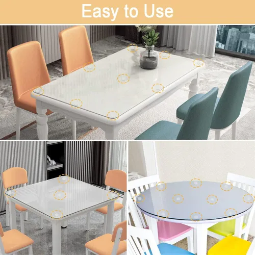 Miniatura 4 de Protector de mesa de vidrio suave transparente de alta calidad, antideslizante y arañazos para mesa de cristal, almohadillas de goma no adhesivas