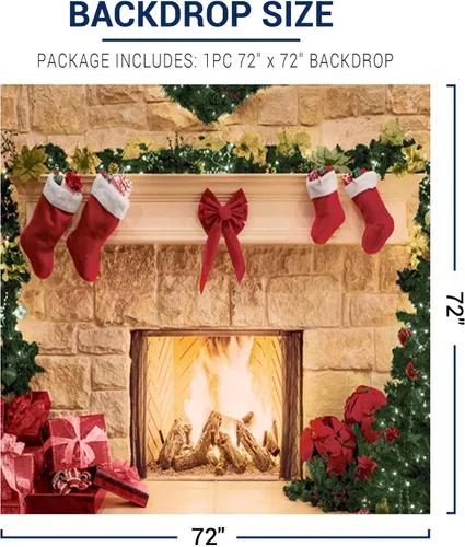 Miniatura 4 de Allenjoy Telón de fondo de chimenea de Navidad de 6 x 6 pies, retrato de fotografía, cabina de fotos, decoración de fiesta de Navidad, accesorios
