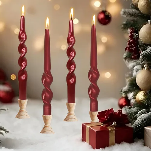 Miniatura 15 de Velas en espiral de Navidad, velas cónicas doradas, 10 pulgadas, sin perfume, para regalo de invierno, vacaciones, Navidad, decoración del hogar