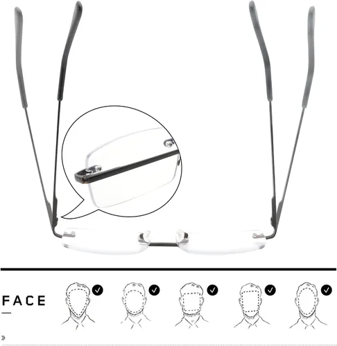 Miniatura 5 de HIYANJN Gafas de lectura sin marco con bloqueo de luz azul, lector de computadora sin montura para hombres