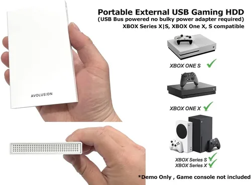 Miniatura 3 de Avolusion HD250U3-WH 1TB USB 3.0 Disco duro externo portátil para juegos (para Xbox One X, S, Gen1, preformateado)