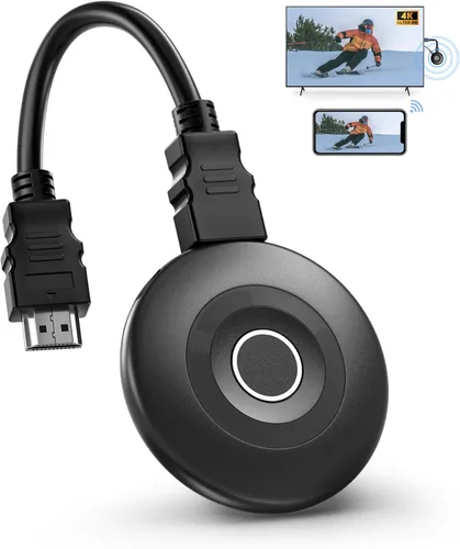 True 4K Wireless Display Adapter, 2026 Plug & Play 2.4G+5G@60Hz HDMI Wireless Dongle for i-Phone 17 Android Windows macOS Tablet Laptop Cast to