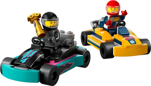 Miniatura 5 de LEGO City Go-Karts y Pilotos de Carreras Set de Juguetes, 2 Minifiguras de Piloto, Juguetes de Vehículos de Carreras, Divertido Regalo de Juguete
