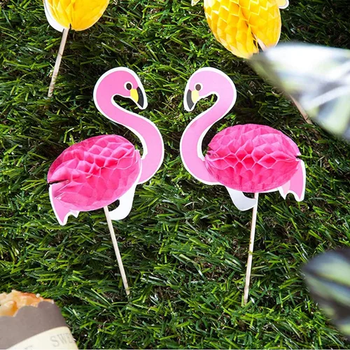 Miniatura 6 de 50 piezas de adornos para cupcakes 3D flamenco para cupcakes Toppers Food Picks Party Cocktail Tropical Cupcake Picks Decoración
