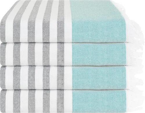 Miniatura 2 de American Soft Linen Peshtemal - Toallas de playa 100 % algodón, ligeras, sin arena, de secado rápido, para piscina de playa, 35 x 60 pulgadas, azul