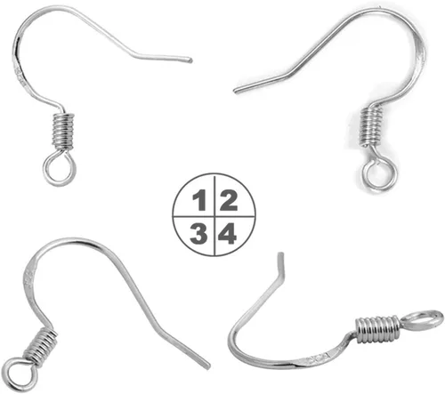 Miniatura 6 de Ganchos para aretes de oro blanco, 80 unidades/40 pares de alambres para aretes en forma de anzuelo, kit de fabricación de aretes hipoalergénico