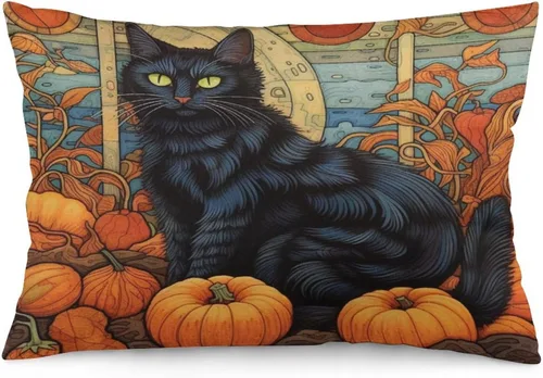 Miniatura 24 de Fundas de almohada frescas de casa embrujada, castillo, luna, bosque medieval, calabaza, fundas de almohada rectangulares con cremallera invisible