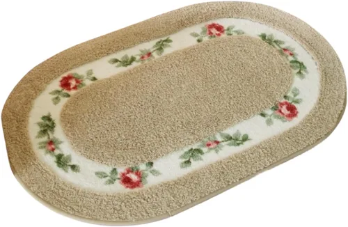 Miniatura 8 de Tapete de estilo rural con diseño floral, suave, antideslizante, bordado, ovalado, tapete para baño, ducha, dormitorio, sala de estar