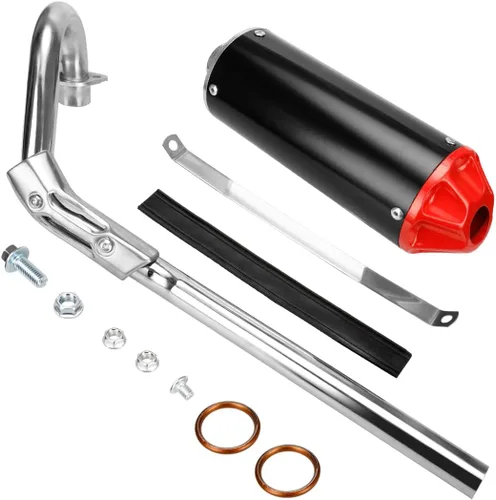 FVRITO Kit de Ensamblaje de Tubo Silenciador de Escape para 70cc 90cc 110cc 125cc CRF50 XR50 SSR SR110 Roketa Taotao DB14 DB10 X-PRO DB-X20 SDG Rojo