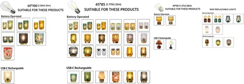 Miniatura 4 de MJ PREMIER Bombilla LED E27 Base Bombillas de repuesto 3V Lámpara de mesa especial personalizada Funciona con pilas Luz blanca cálida (40 x 60)