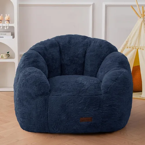 Miniatura 9 de MAXYOYO Puf para niños, sofá de puf en forma de floral, sofá de felpa de piel sintética para niños y niñas, sofá acogedor para guardería, Beige