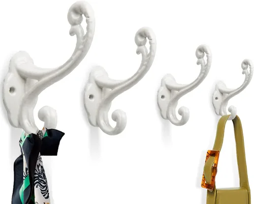 Comfify Ganchos decorativos rústicos de pared, juego de 4 ganchos para colgar en la pared, para abrigos, bolsos, toallas y más, ganchos vintage para