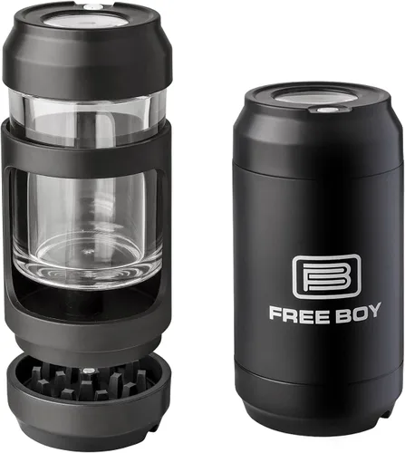 Free Boy Amoladora manual con tarros de almacenamiento iluminados, tarro de visualización de aumento de 8 veces, tarro de almacenamiento y molienda,