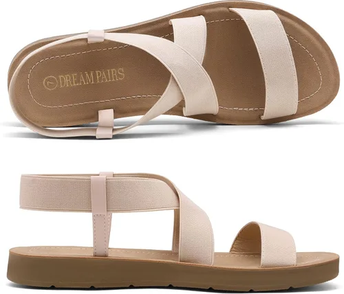 Miniatura 2 de DREAM PAIRS - Sandalias planas de verano con correa elástica al tobillo para mujer