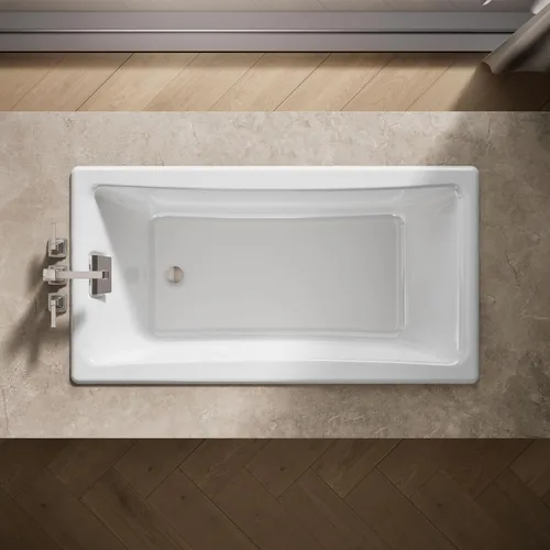 Miniatura 9 de KOHLER 850-0 Tea-for-Two - Bañera de hierro fundido de 60 x 32 pulgadas, para alcoba o empotrada, diseño espacioso, superficie antideslizante