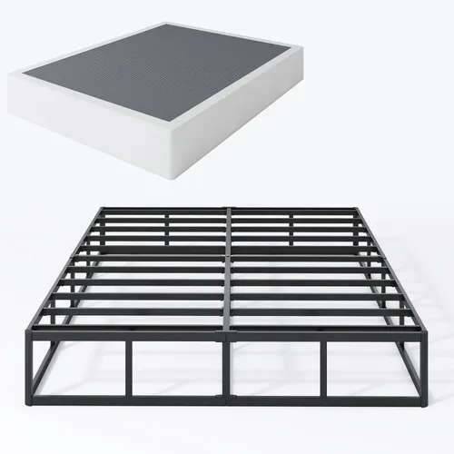 Miniatura 9 de SHLAND Base para somier Queen de 2 pulgadas de perfil bajo, láminas de cama de montaje fácil, estructura metálica resistente, base de apoyo para 2