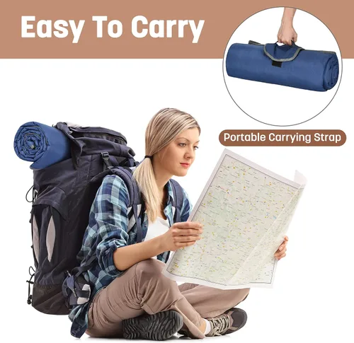 Miniatura 3 de Tirrinia Manta impermeable para exteriores con forro sherpa, resistente al viento, triple capa, cálida y cómoda, plegable para camping, estadio
