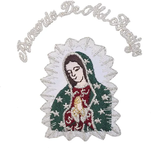 Miniatura 4 de Parche bordado para bautizo con la Virgen María Nuestra Señora de Guadalupe para planchar (plata, sin palabra, 2.5 x 1.75 pulgadas)