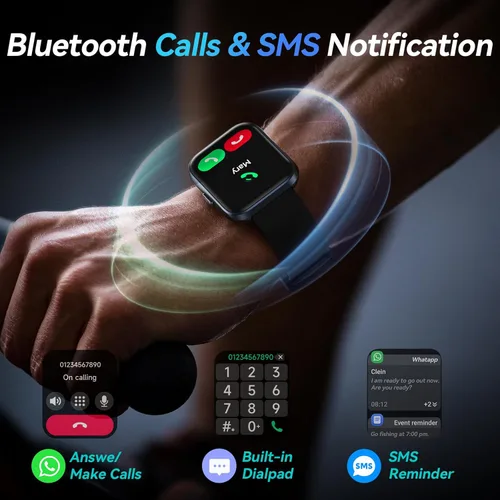 Miniatura 2 de Relojes inteligentes para hombre, Android y iPhone, 1.8 pulgadas HD Alexa reloj inteligente integrado con llamadas Bluetooth, IP68 impermeable