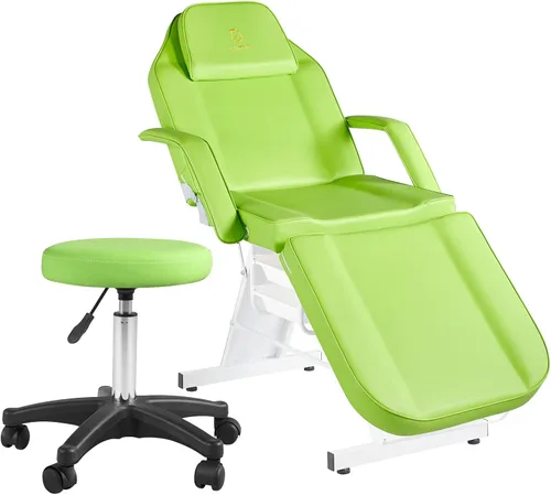 Silla facial, silla de tatuaje, mesa de masaje de 73 pulgadas, cama de spa facial, cama de spa ajustable, equipo de salón de belleza facial Verde