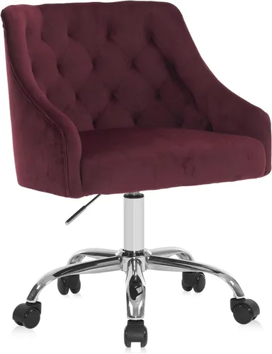 Silla de Oficina para Hogar, Silla Giratoria de Terciopelo Ajustable con Decoración de Clavos, con Brazos, Silla de Tocador para Dormitorio, para