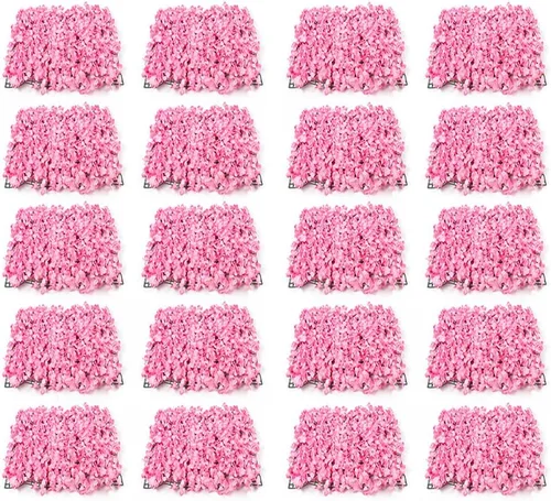 Miniatura 9 de TFCFL Paneles de pared de flores, 10 piezas de 16 x 24 pulgadas, telón de fondo artificial de rosa rosa, panel de pared floral rectangular