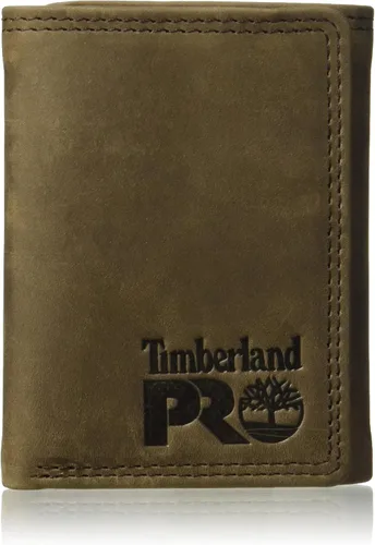 Timberland PRO Cartera triple RFID de cuero para hombre con ventana de identificación