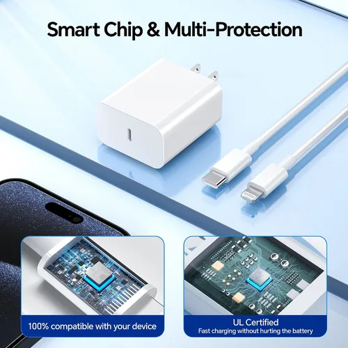 Miniatura 3 de Cargador rápido para carga de teléfono i, [certificado MFi] para cargador i.Phone, cargador USB C 3.0 PD con USB C de 6 pies para cable Liightning