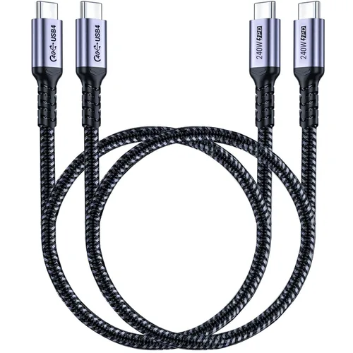 Miniatura 15 de Paquete de 2 cables USB 4 de 1 pie, cable USB C a USB C de 240 W, transferencia de datos de alta velocidad de 40 Gbps y salida de video de pantalla