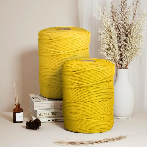 Miniatura 4 de ZUEXT - Cordón de algodón de macramé de 0.197 in x 328 yardas, cuerda trenzada de jengibre natural hecha a mano, 4 hebras, cuerda de punto