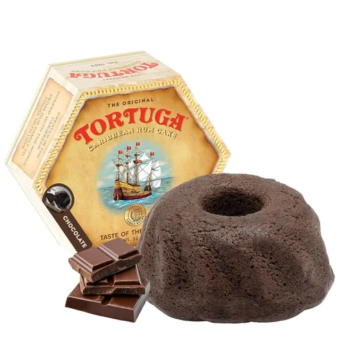 TORTUGA Pastel de ron de chocolate caribeño – Pastel de ron de 16 onzas – El regalo gourmet premium perfecto para cestas de regalo, fiestas,