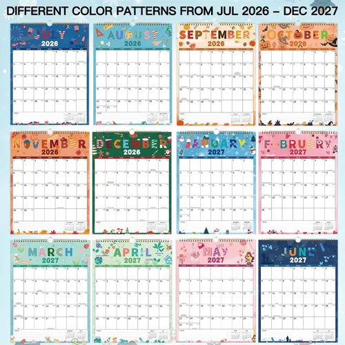 Miniatura 5 de Calendario 2026-2027 – Calendario de pared 2026-2027, julio 2026 – diciembre 2027, calendario de pared de 18 meses, 11.4 x 14.6 pulgadas, lazo