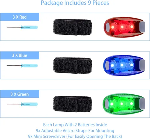 Miniatura 4 de 12 Pack Led Safety Light, Safety Light, High Visibility Strobe Running Lights Used for Bicycle, Walking Etc. Clip-On Running Lights Clip to Clothes