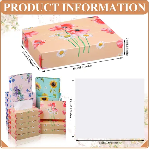Miniatura 2 de TaoBary 24 paquetes de flores pequeñas cajas de pañuelos faciales para automóvil, paquetes de pañuelos desechables de pañuelos, cubos de pañuelos