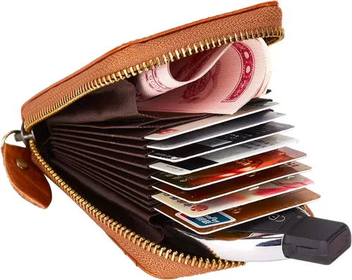 Miniatura 4 de BRASS TACKS Leathercraft Vintage Handmade Full Top Grain Leather Wallet RFID Blocking Multi Card Case with Zipper Pocket Card Holder for Men Women