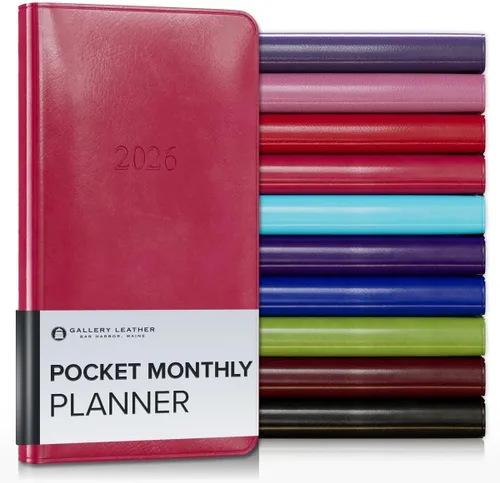 Miniatura 73 de Gallery Leather Agenda Mensual Grande 2025-2026, Elegantemente Encuadernada Planificador de Calendario y Cuaderno con Elegantes Bordes Dorados, 18
