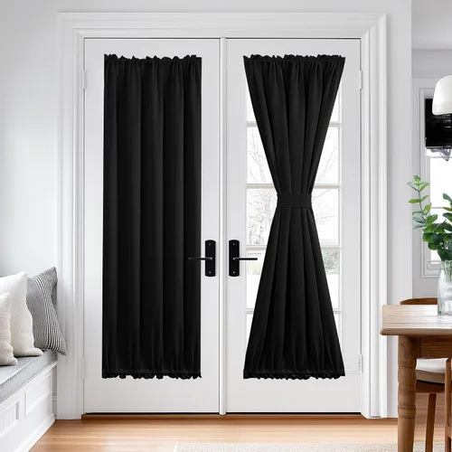 Miniatura 31 de Cortina térmica para puerta con bolsillo para barra, opacas, tratamiento de ventanas con ojales y ojales Deconovo 1 panel